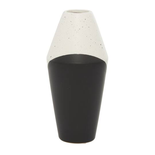 Black Ceramic Contemporary Vase, 12" x 6" x 6"